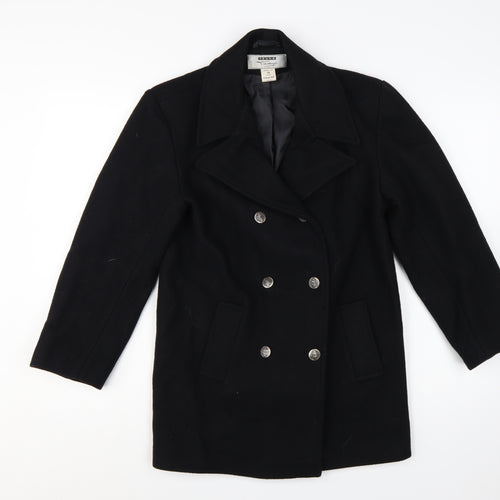 Young Tanya Girls Black Wool Blend Double-Breasted Pea Coat Age 12