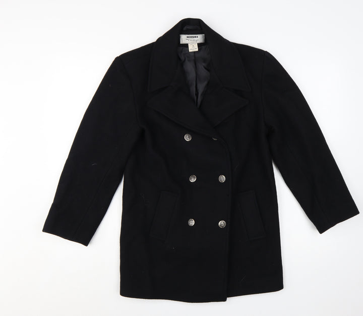 Young Tanya Girls Black Wool Blend Double-Breasted Pea Coat Age 12