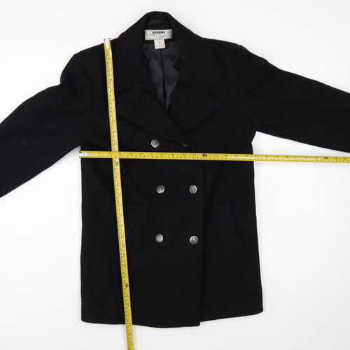 Young Tanya Girls Black Wool Blend Double-Breasted Pea Coat Age 12