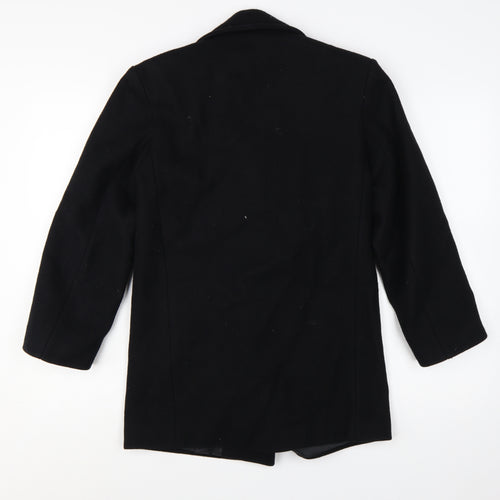 Young Tanya Girls Black Wool Blend Double-Breasted Pea Coat Age 12