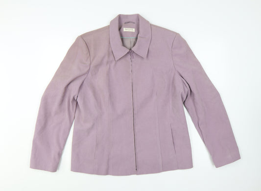 Bonmarché Women’s Purple Suede Look Zip Collared Jacket Size 18
