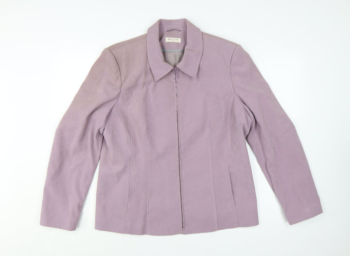 Bonmarché Women’s Purple Suede Look Zip Collared Jacket Size 18