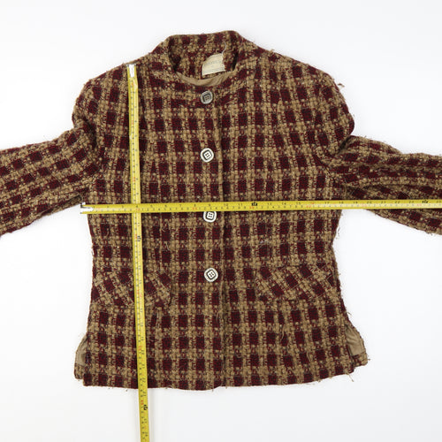 Classics Women's Beige Red Checked Wool Blend Tweed Suit Jacket Size 12