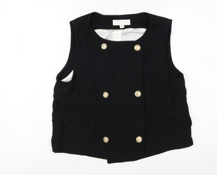 Zara Women Black Double-Breasted Suit Waistcoat L