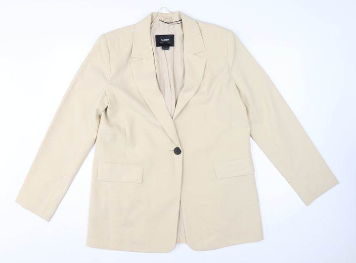 Pull&Bear Women Beige Single-Breasted Blazer Size 14