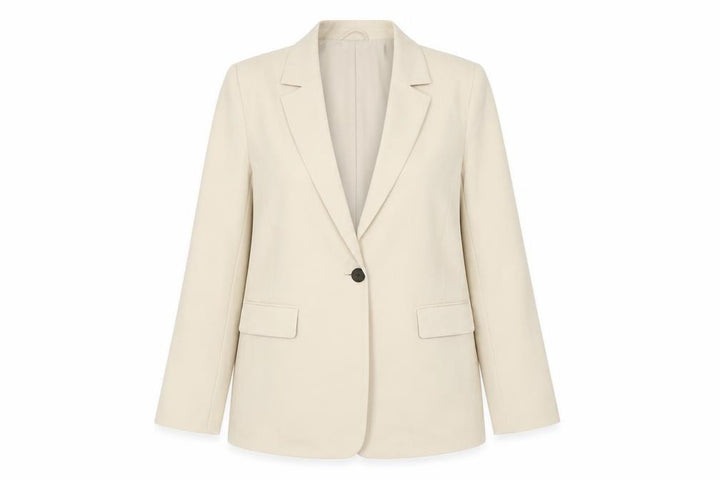 Pull&Bear Women Beige Single-Breasted Blazer Size 14