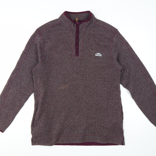 Weird Fish Men's Purple Knit 1/4 Zip Pullover Sweatshirt L