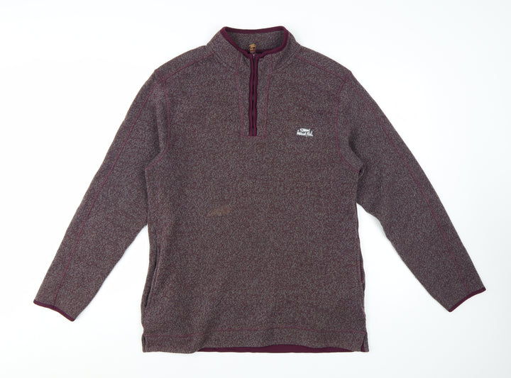 Weird Fish Men's Purple Knit 1/4 Zip Pullover Sweatshirt L