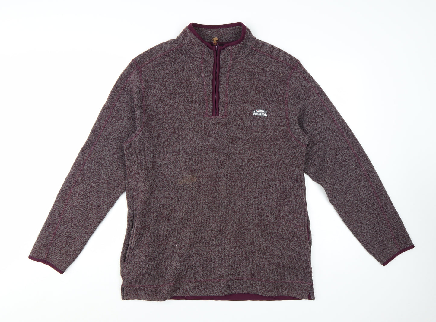 Weird Fish Men's Purple Knit 1/4 Zip Pullover Sweatshirt L