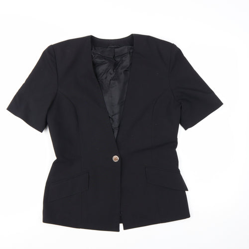 Perrie London Women's Black Short Sleeve Suit Jacket Size 12 Classic Blazer