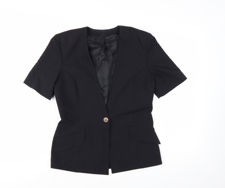 Perrie London Women's Black Short Sleeve Suit Jacket Size 12 Classic Blazer