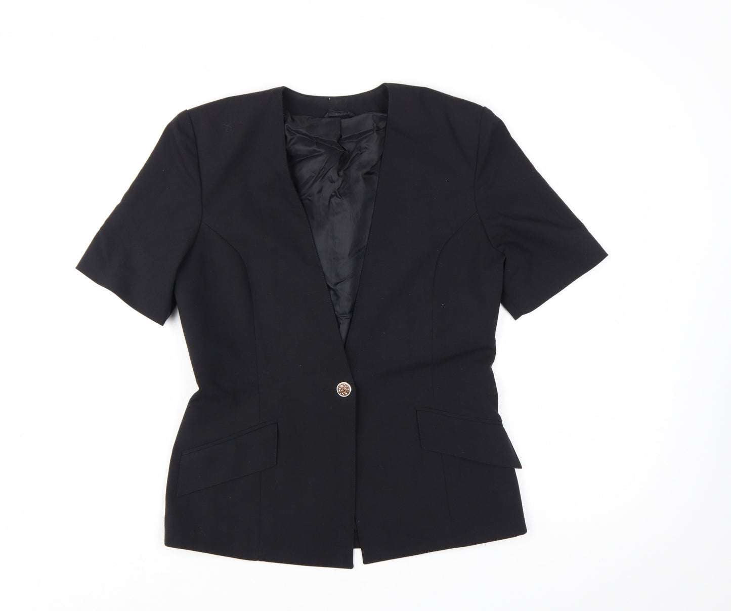 Perrie London Women's Black Short Sleeve Suit Jacket Size 12 Classic Blazer
