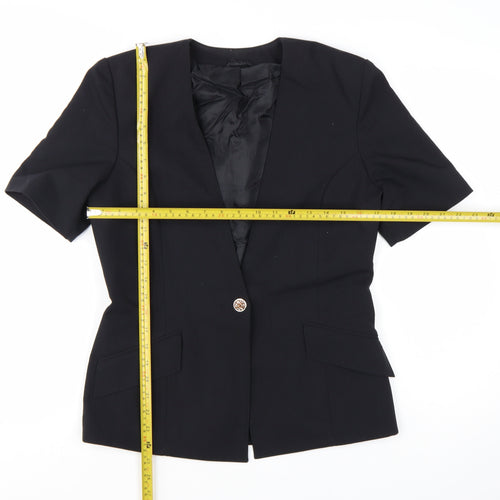 Perrie London Women's Black Short Sleeve Suit Jacket Size 12 Classic Blazer