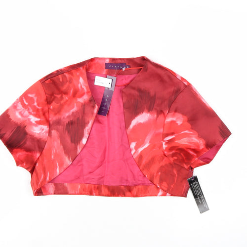 Début Women Red Floral Cropped Suit Jacket Size 10