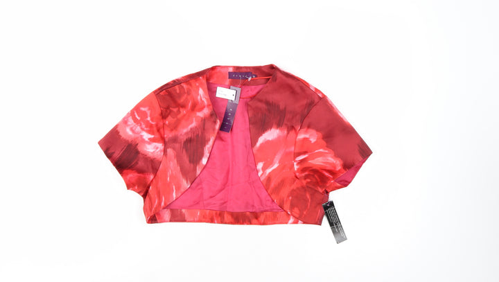 Début Women Red Floral Cropped Suit Jacket Size 10