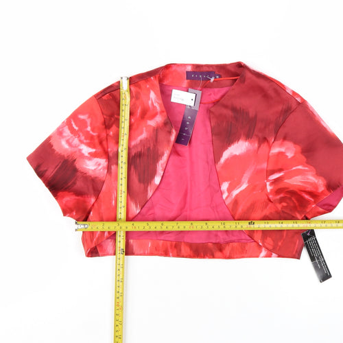 Début Women Red Floral Cropped Suit Jacket Size 10