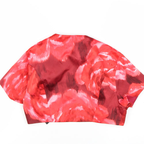 Début Women Red Floral Cropped Suit Jacket Size 10