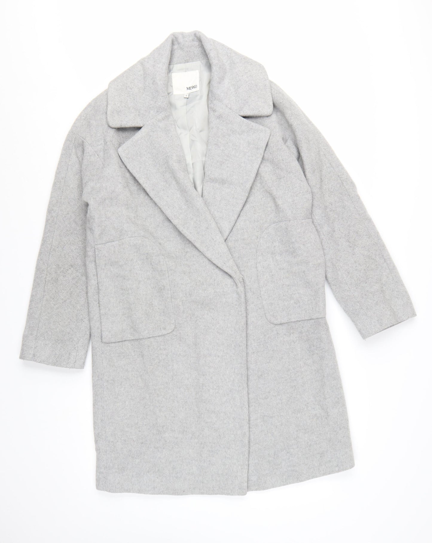 Mixxo Women's Grey Wool Blend Mid-Length Overcoat Size S