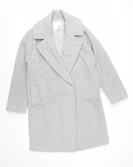 Mixxo Women's Grey Wool Blend Mid-Length Overcoat Size S