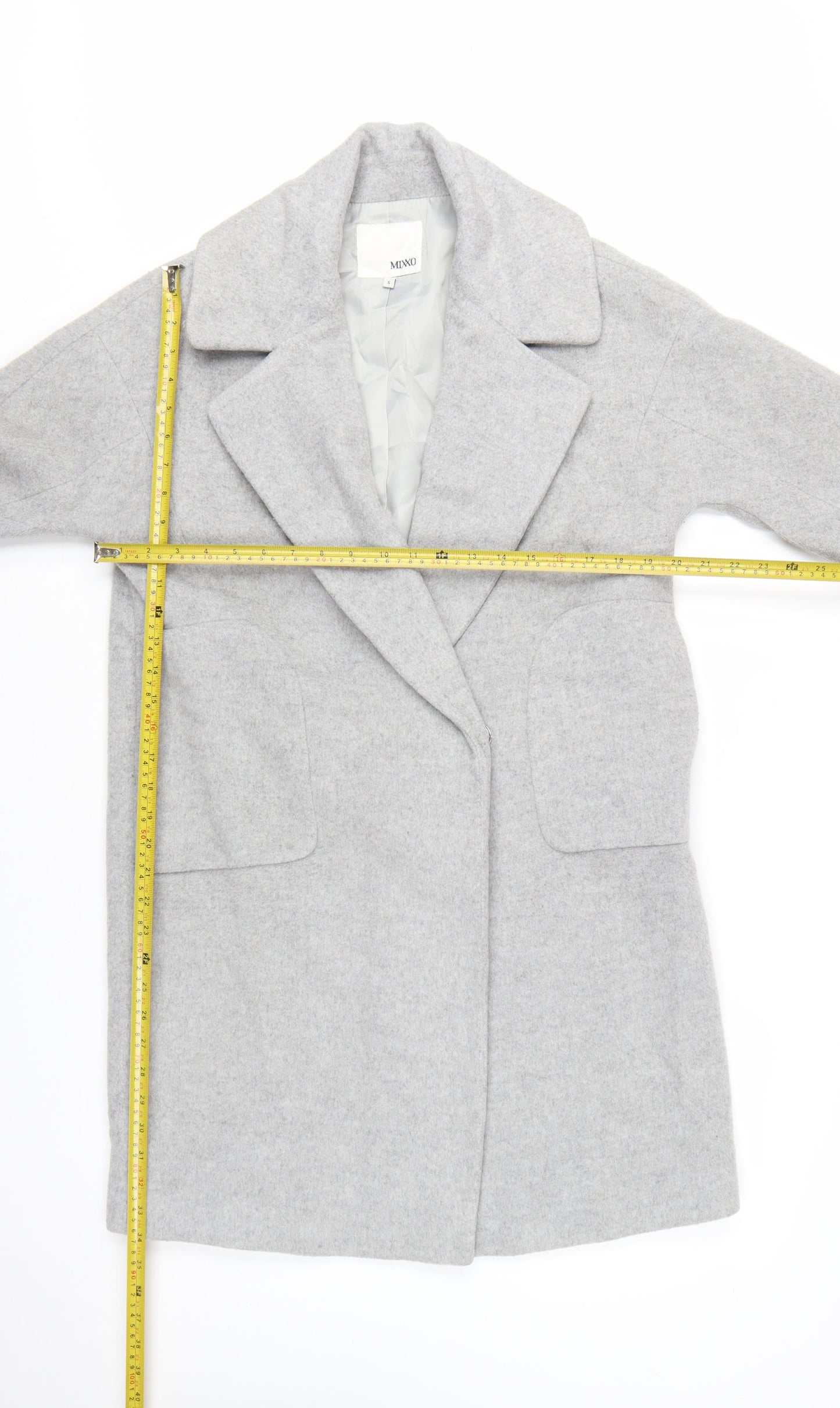 Mixxo Women's Grey Wool Blend Mid-Length Overcoat Size S