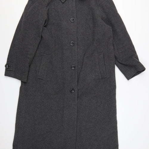Damart Women's Grey Wool Blend Long Overcoat Size 18