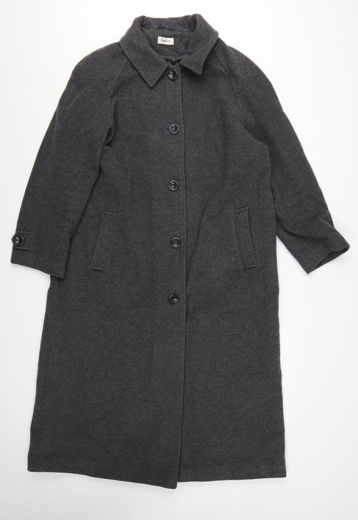 Damart Women's Grey Wool Blend Long Overcoat Size 18