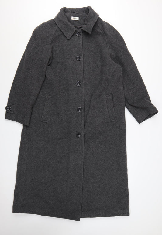 Damart Women's Grey Wool Blend Long Overcoat Size 18