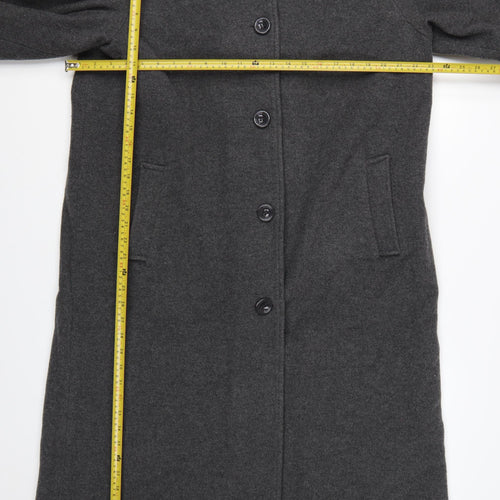 Damart Women's Grey Wool Blend Long Overcoat Size 18