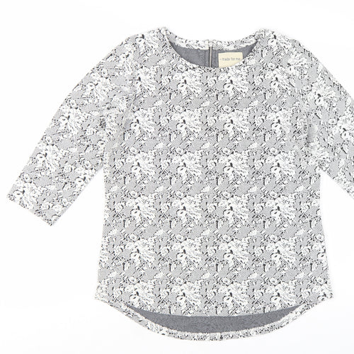 Next Women’s Grey Floral 3/4 Sleeve Jersey Blouse Size 12