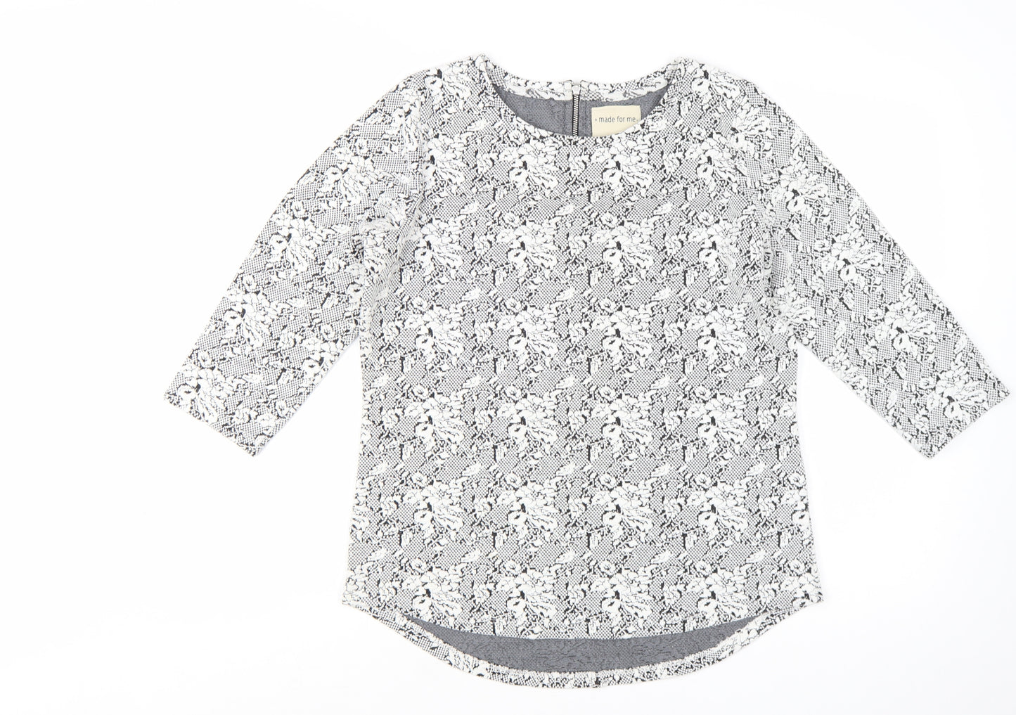 Next Women’s Grey Floral 3/4 Sleeve Jersey Blouse Size 12