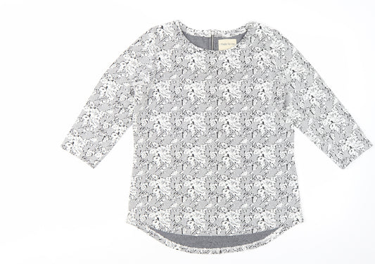 Next Women’s Grey Floral 3/4 Sleeve Jersey Blouse Size 12