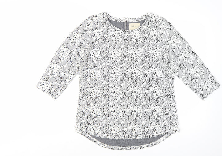 Next Women’s Grey Floral 3/4 Sleeve Jersey Blouse Size 12
