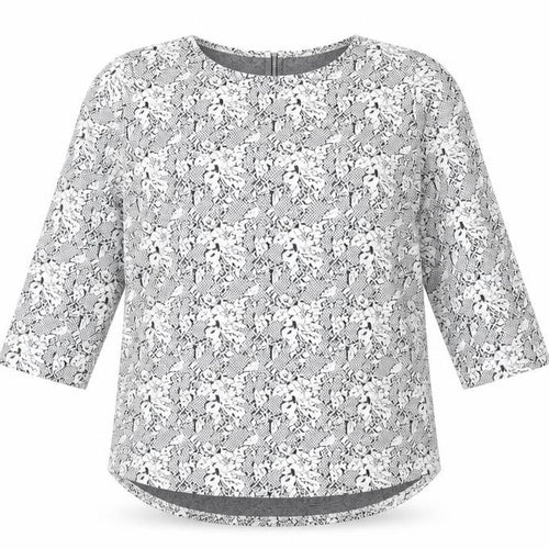 Next Women’s Grey Floral 3/4 Sleeve Jersey Blouse Size 12