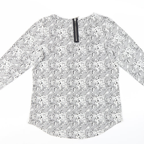 Next Women’s Grey Floral 3/4 Sleeve Jersey Blouse Size 12