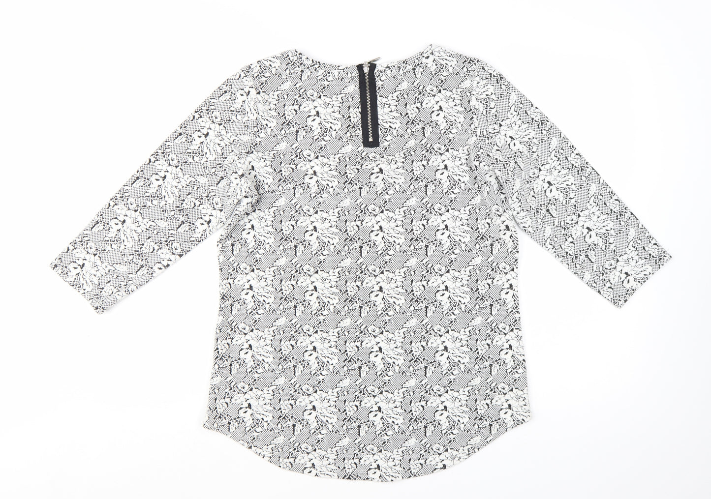 Next Women’s Grey Floral 3/4 Sleeve Jersey Blouse Size 12