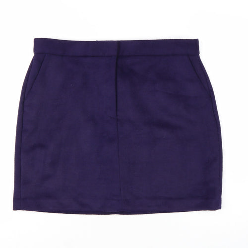 Marks and Spencer Women's Purple Wool Blend Short Pencil Skirt Size 16