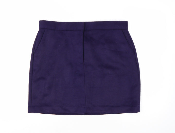 Marks and Spencer Women's Purple Wool Blend Short Pencil Skirt Size 16