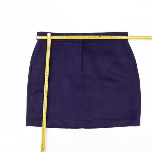 Marks and Spencer Women's Purple Wool Blend Short Pencil Skirt Size 16