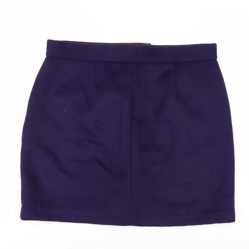 Marks and Spencer Women's Purple Wool Blend Short Pencil Skirt Size 16
