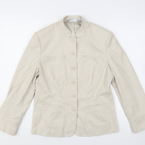 Next Womens Beige Size 14 Blazer Jacket Regular Fit