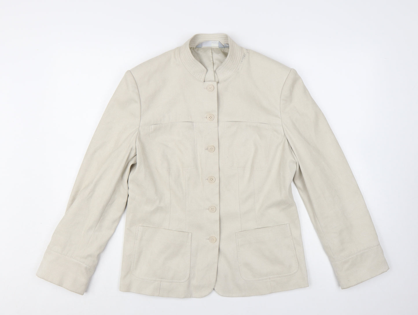 Next Womens Beige Size 14 Blazer Jacket Regular Fit