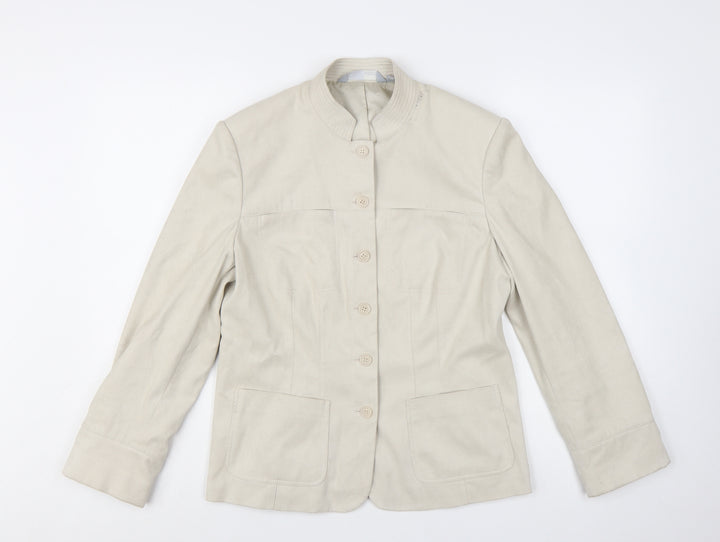 Next Womens Beige Size 14 Blazer Jacket Regular Fit