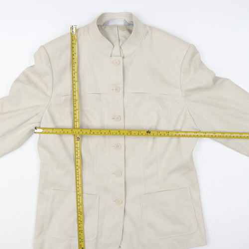 Next Womens Beige Size 14 Blazer Jacket Regular Fit