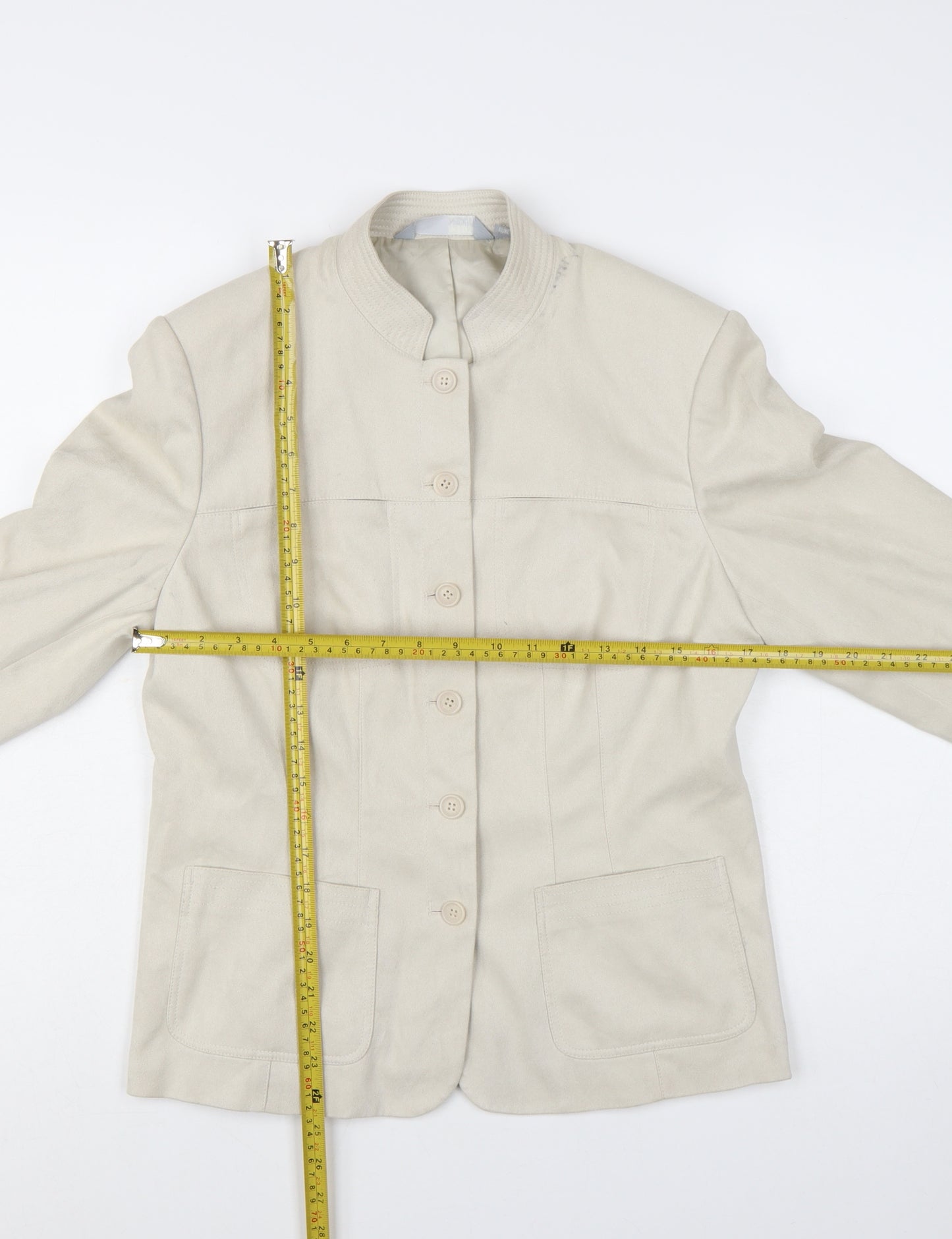 Next Womens Beige Size 14 Blazer Jacket Regular Fit