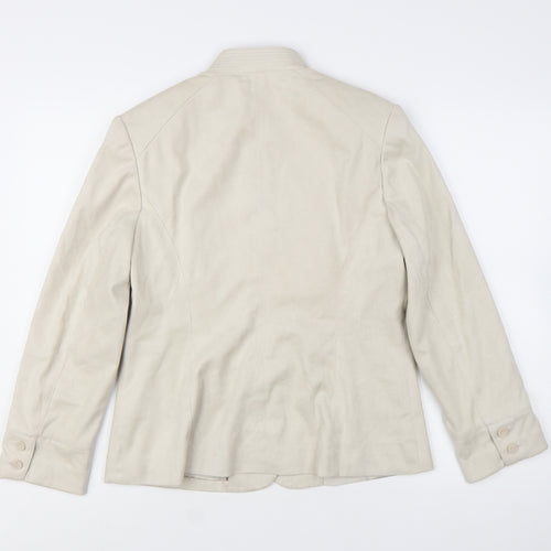 Next Womens Beige Size 14 Blazer Jacket Regular Fit