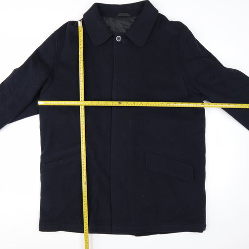 Marks and Spencer Men's Navy Wool Overcoat L Classic Mid-Length