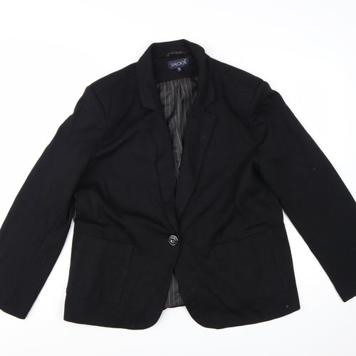 Saloos Women's Black Single-Breasted Blazer UK 14 Tailored Jacket
