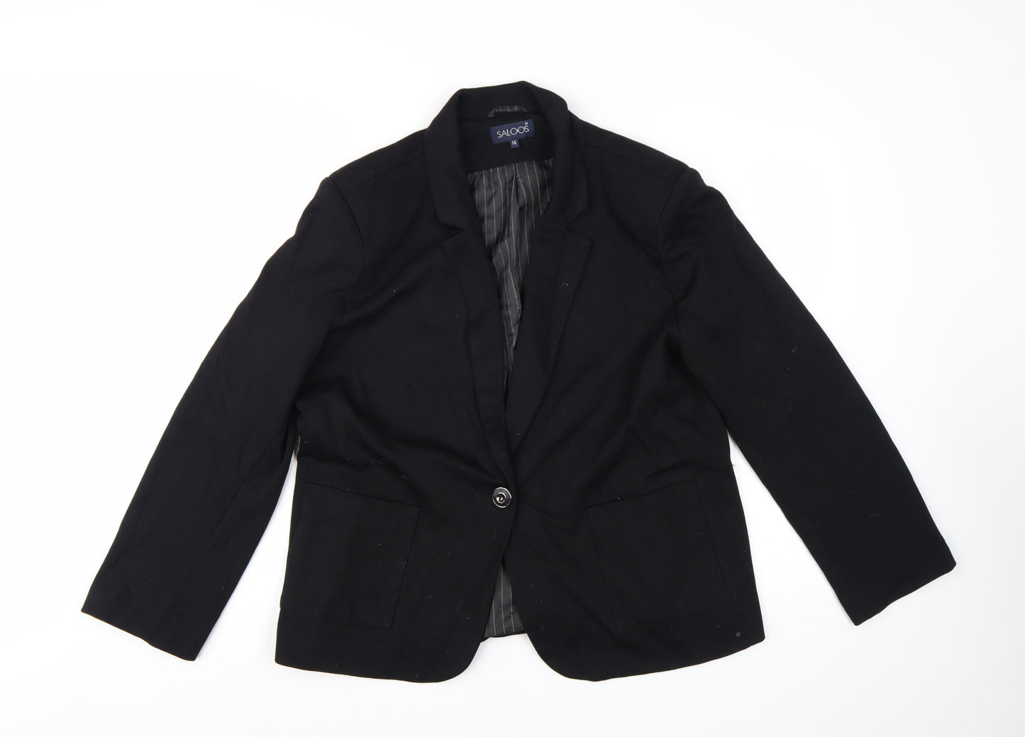 Saloos Women's Black Single-Breasted Blazer UK 14 Tailored Jacket