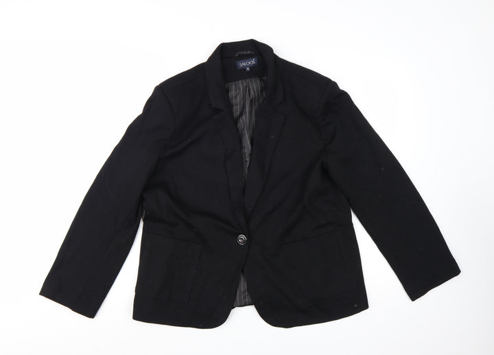 Saloos Women's Black Single-Breasted Blazer UK 14 Tailored Jacket