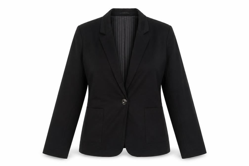 Front view of Saloos Women's Black Single-Breasted Blazer UK 14 Tailored Jacket